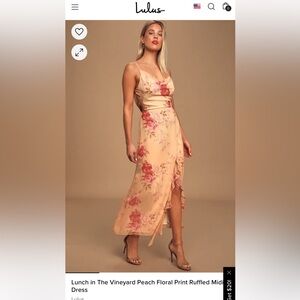 LULUS -light and airy, ruffled, midi length, spaghetti strap,tie back dress.